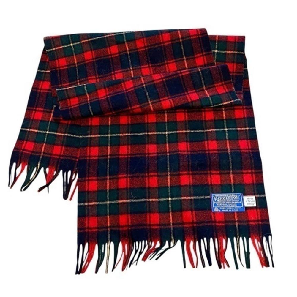 PENDLETON 100% wool authentic red tartan plaid unisex scarf